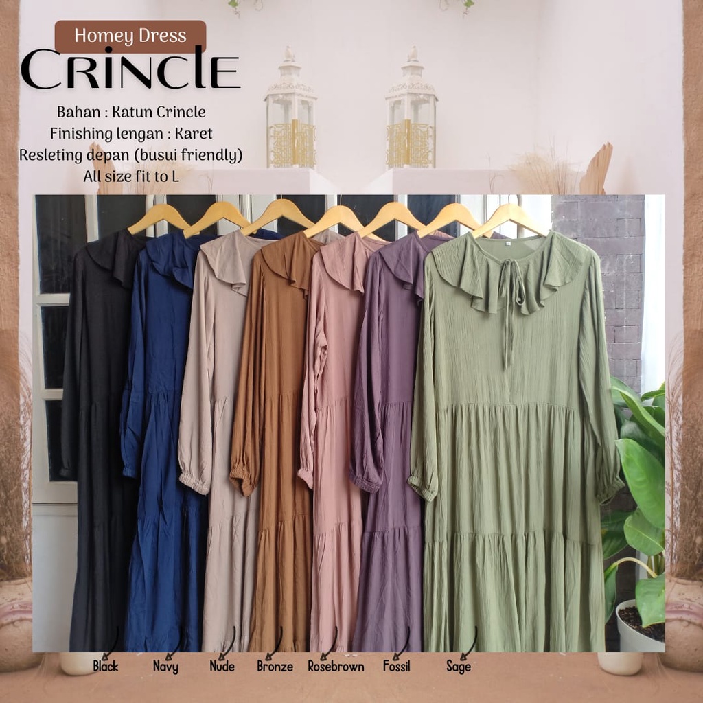 TERMURAHH!!! HOMEY DRESS CRINCLE GAMIS DEWASA JUMBO TERBARU BEST SELLER BAHAN KATUN CRINCLE NYAMAN DIPAKAI | BISA COD