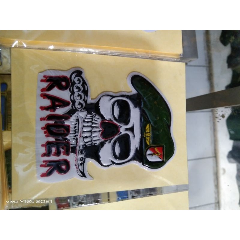 0STIKER TIMBUL TENGKORAK LOGO TNI-AD POLISI MILITER ARMED KAVALERI / STIKER MOBIL MOTOR TERMURAHl