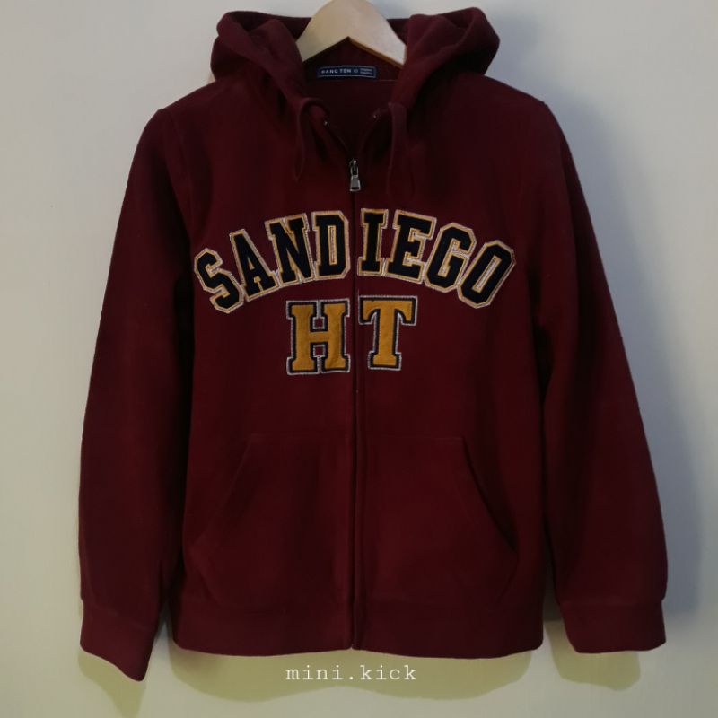 HANGTEN SANDIEGO serpa fleece zip hoodie merah maron, size M