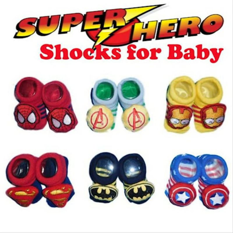 Kaos Kaki Sepatu Bayi Laki Laki 0 6 12 Bulan Anti Slip Karakter Superhero