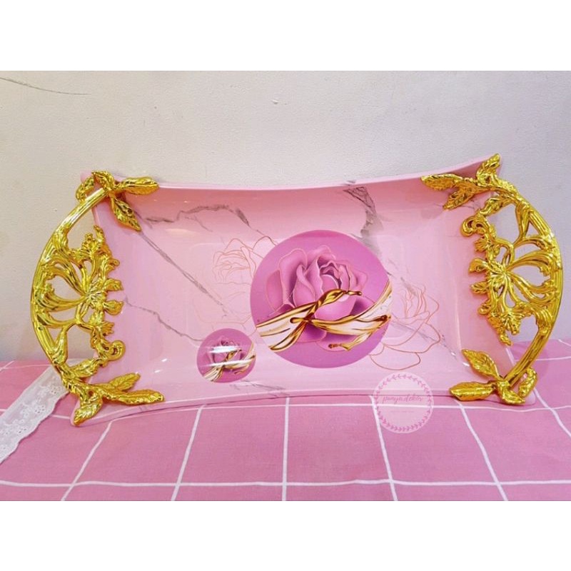 Nampan pink gold mewah unik