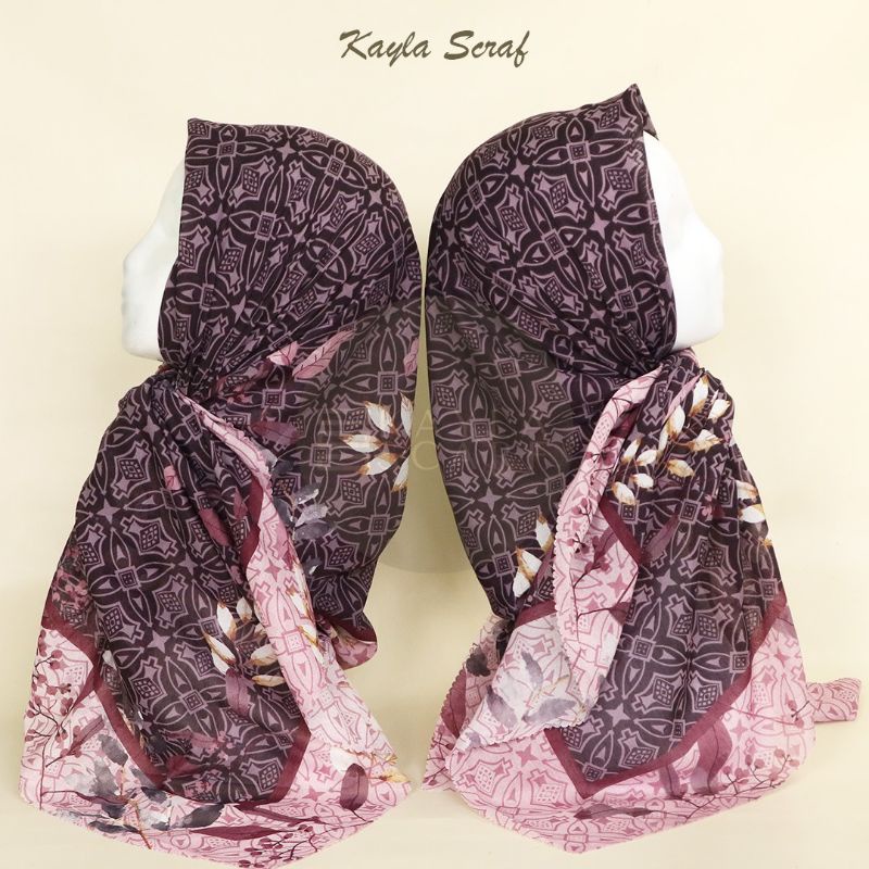 Hijab jilbab kerudung segi empat katun voal motif 2 Denay standar Lc 115x115 By Kayla Scraft
