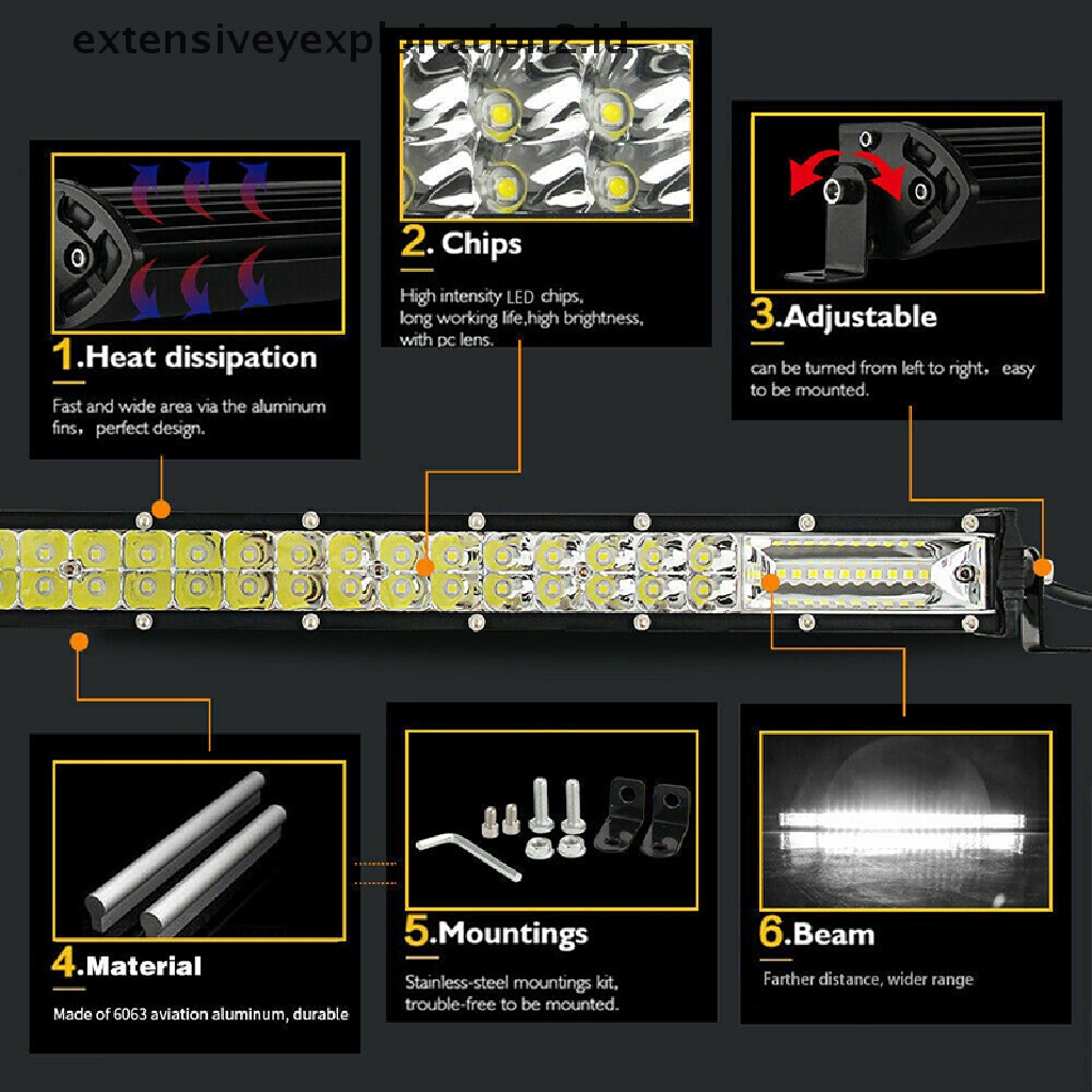 (Hotter) Lampu Sorot Bar Lampu Kerja Led Baris Dua 20 ''1200W Untuk Truk Uv Atv 22''