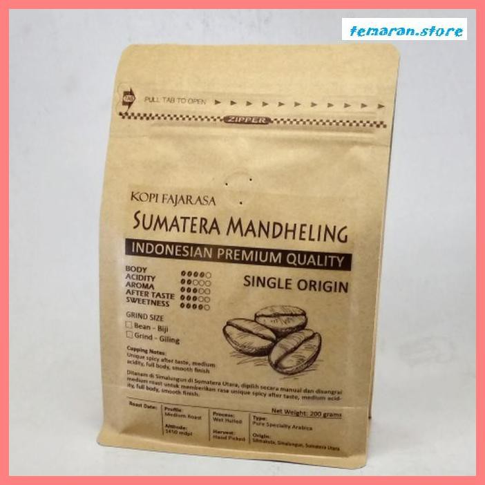 

Kopi- Kopi Fajarasa Sumatera Mandheling Biji Kopi Arabica 200 gram -Biji-Kopi.