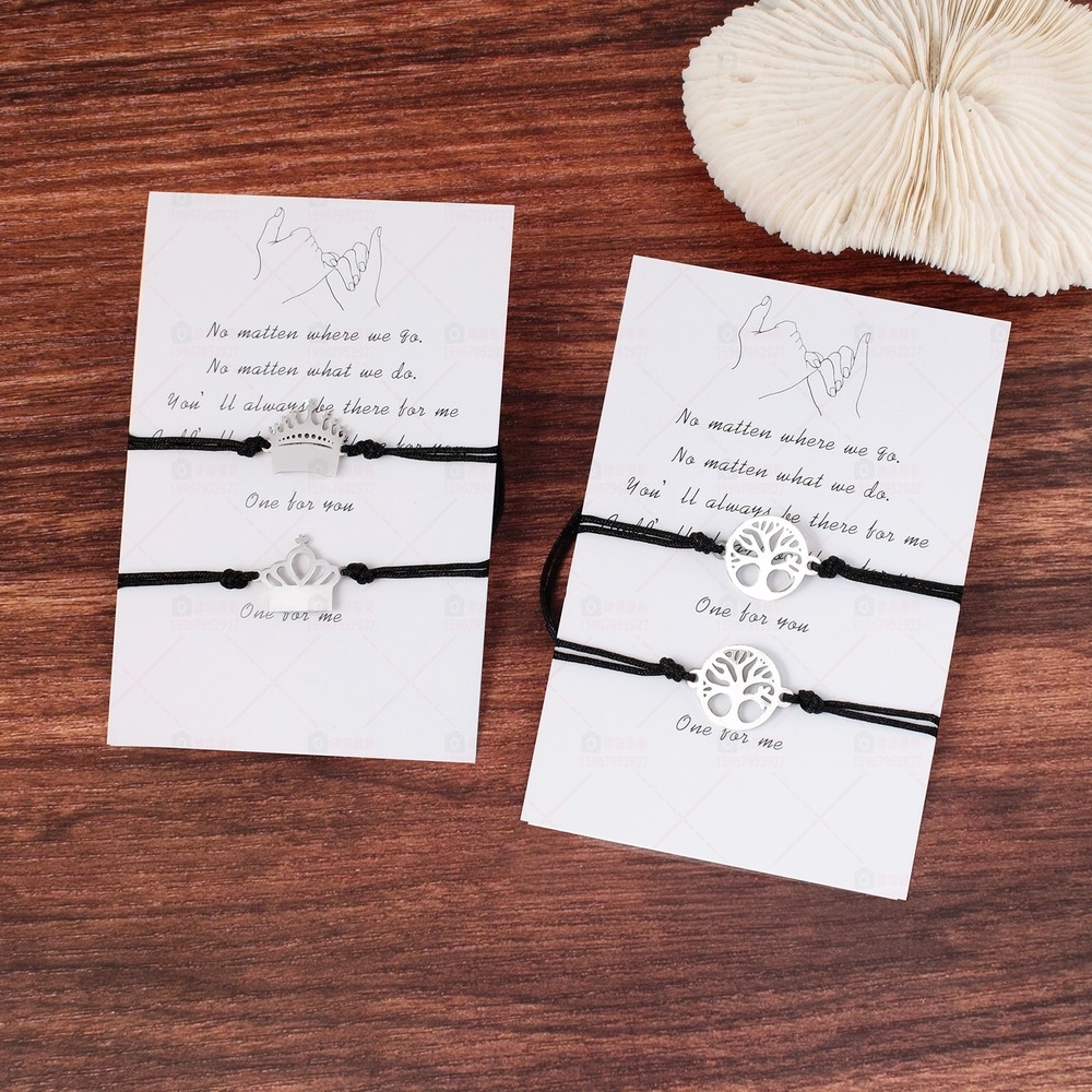 Sepasang Gelang Bahan Stainless Steel Gaya Eropa Dan Amerika Untuk Pasangan