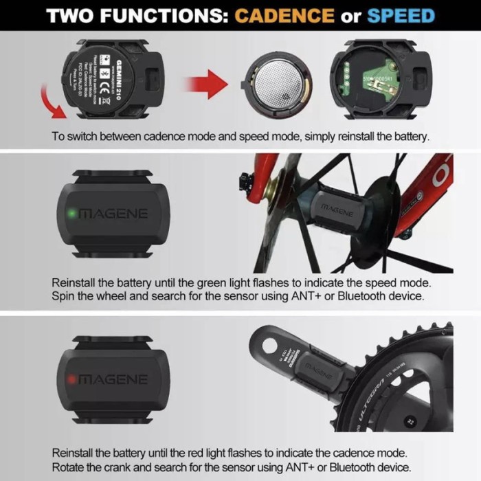 Magene S3 untuk Speed / Cadence Sensor Support ANT plus dan Bluetooth