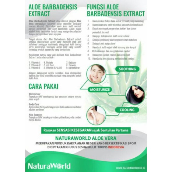 NATURA ALOEVERA GEL 100% LIDAH BUAYA ASLI (NAV)