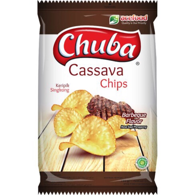 Chuba Cassava Chips 140gr Rasa Barbeque, Snack Makanan Ringan, Keripik Singkong, acefood BBQ Flavor