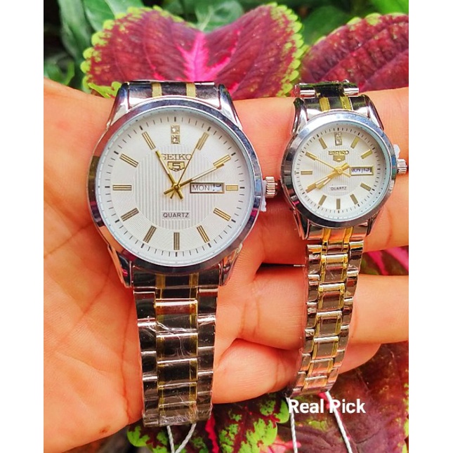 Jam Tangan Pasangan Se-ko 5 Couple Tanggal Hari Free Bok Terlaris