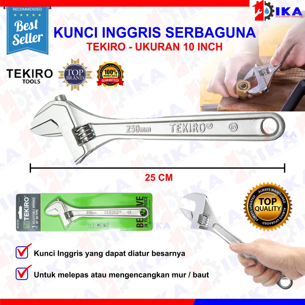 TEKIRO Kunci Inggris 8&quot; 10&quot; 12&quot; / Adjustable Wrench 8 10 12 INCH Type EU