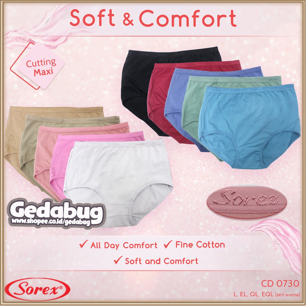 CD Sorex 0730 Soft &amp; Comfort Celana dalam wanita dewasa Cutting Maxi Full Katun lembut | Gedabug