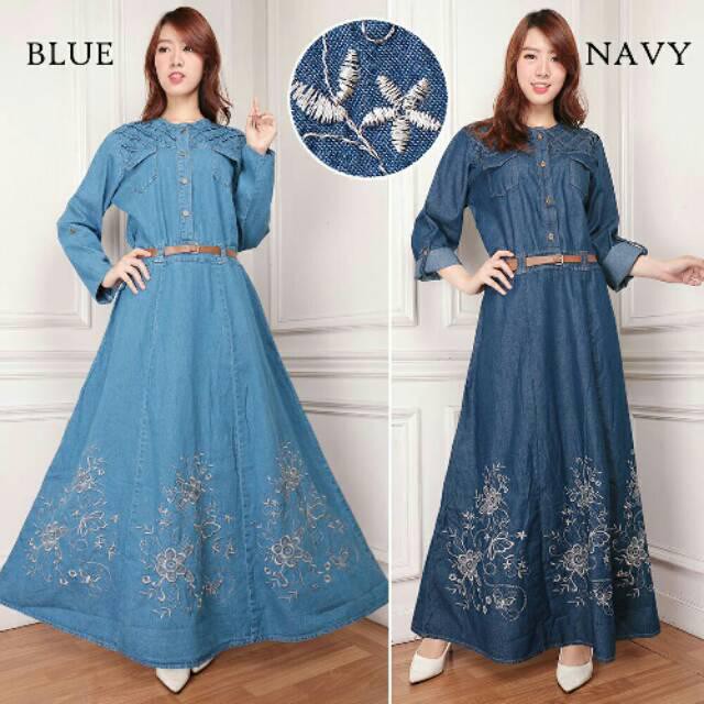 Maxi Gamis Dress Maxi Jeans Jumbo Hikmah
