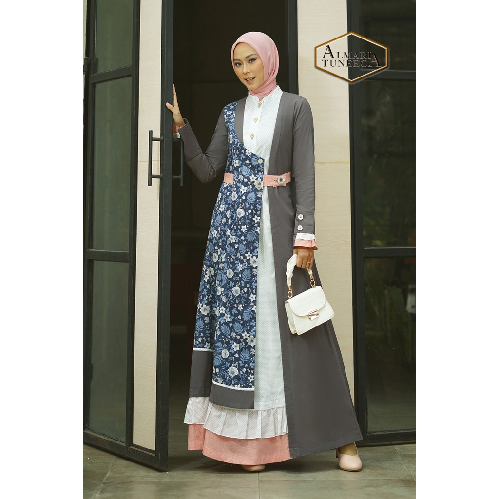 TUNEECA - GAMIS DRESS BUSANA WANITA MUSLIMA BRANDED PREMIUM ALMARI SERI Cempaka