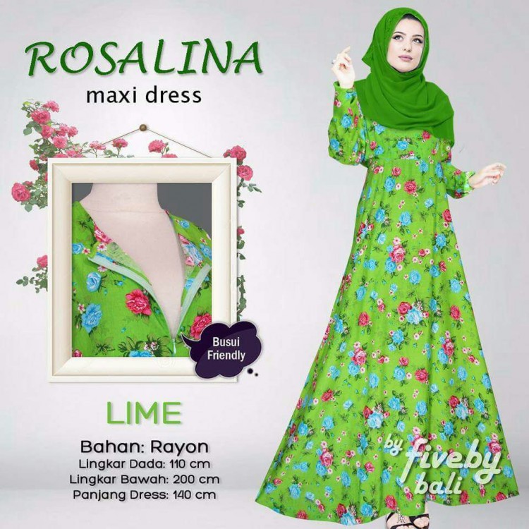 Maxi Dress Gamis Rayon Rosalina Busui Warna Hijau Coklat ...