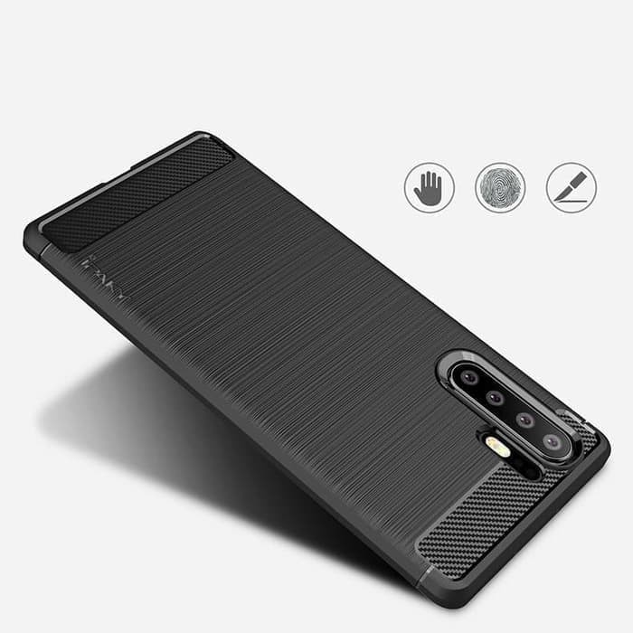 HUAWEI P30/P30 LITE/P30 PRO CASE SOFTCASE BLACK CARBON SLIMCASE IPAKY CARBON SILIKON KARET KARBON