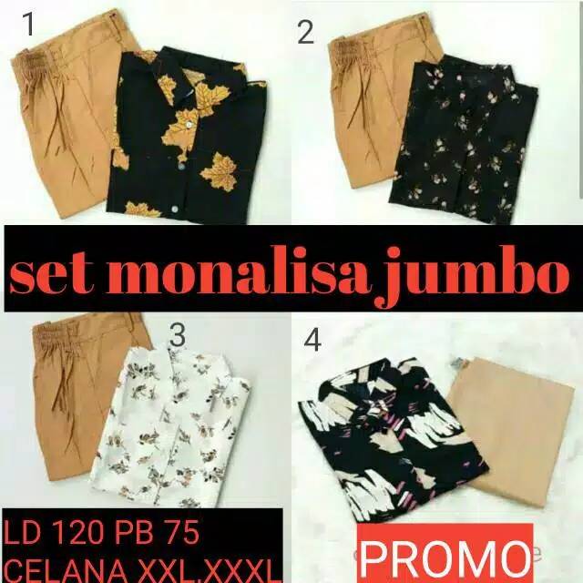 PROMO SET MONALISA BAGGY PANTS JUMBO XXL-XXXL