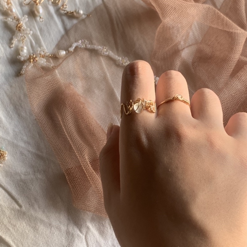 cincin estetik, aesthetic ring, gemstone ring, fluorite ring, wire ring | kyma