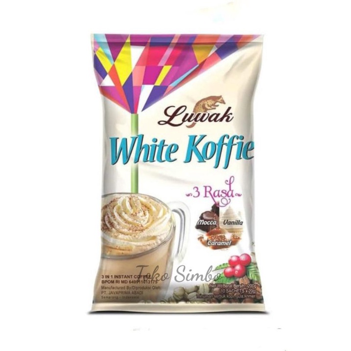 

Kopi bubuk Luwak White koffie 3 Rasa sachet isi 10x20 gram