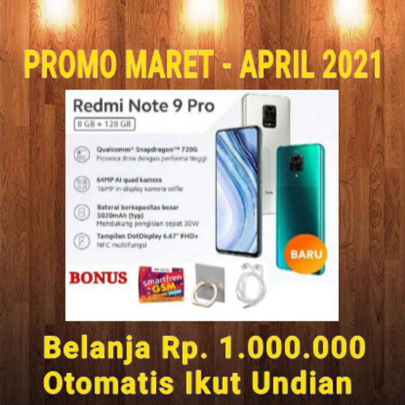 RESMI BNIB Xiaomi Redmi Note 9 Pro 6/64 4/64 Garansi No Repack RAM 6GB Internal 64GB Grey Green TAM