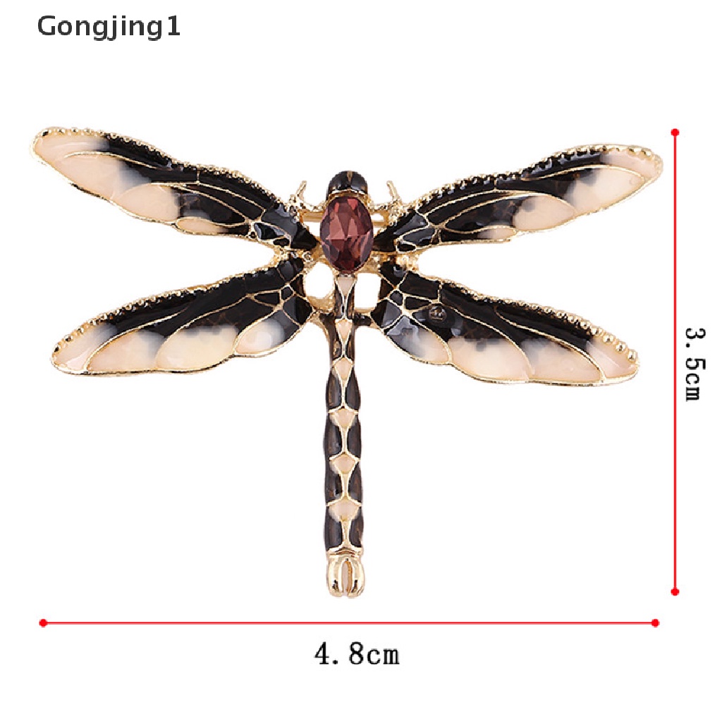Gongjing1 Bros Pin Bentuk Capung Aksen Berlian Imitasi Untuk Wanita