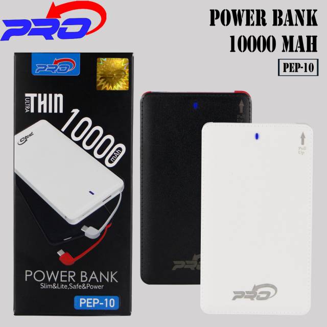 Pro Charger Power Bank PB Powerbank Slim THIN ULTRA LED PEP-10 10000mAh POWER BANK