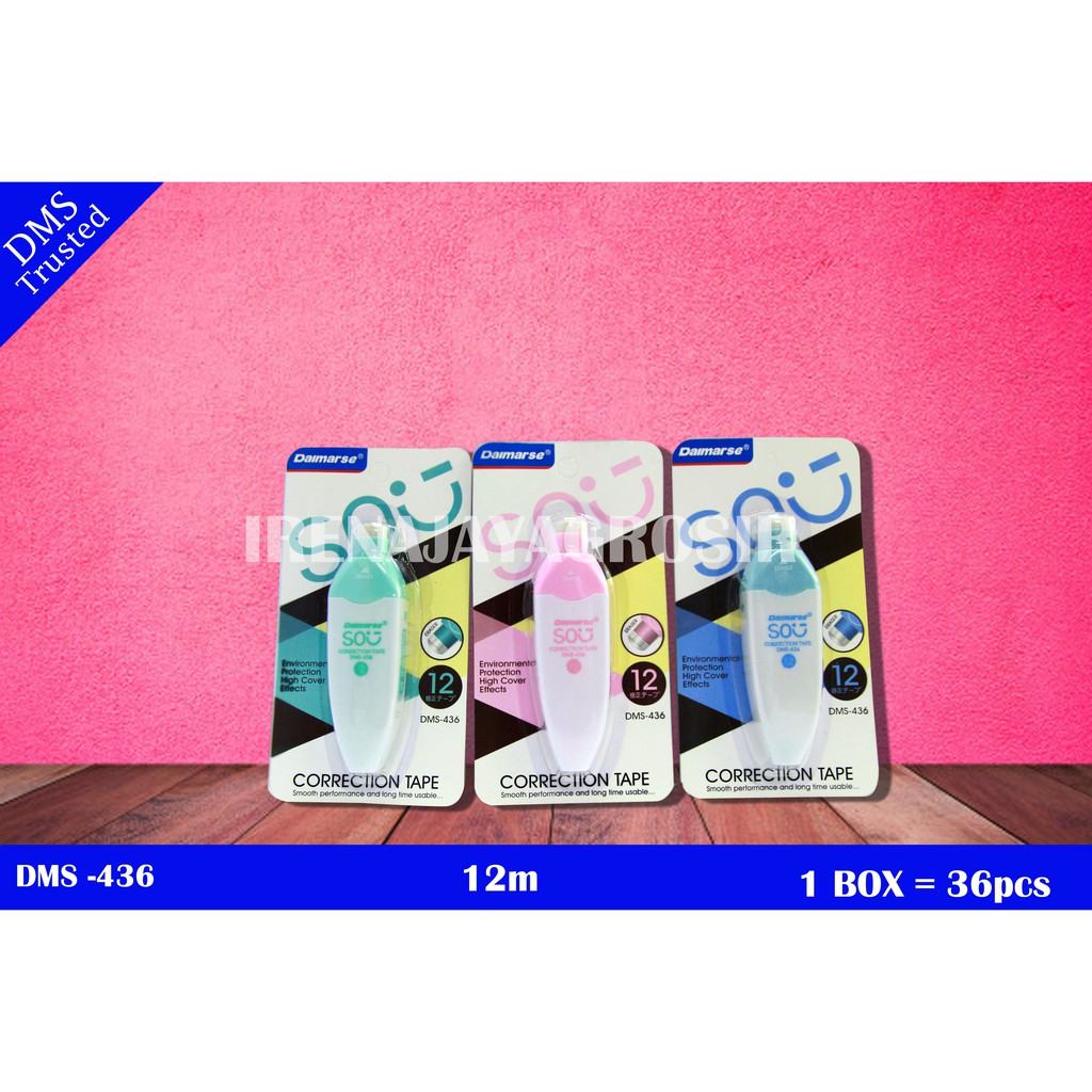 

(BELI 1 GRATIS 1) Correction tape / tip x roll 12 meter / tipe x pita 3 warna / Daimarse dms-436
