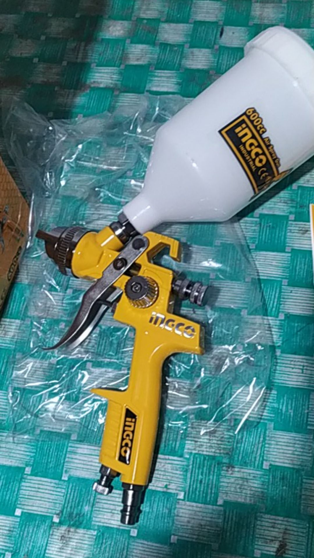 Asg1061 Air Spray Gun Hvlp Mesin Semprot Semprotan Angin Cat Ingco Tabung Atas 600cc Hvlp 600 Cc