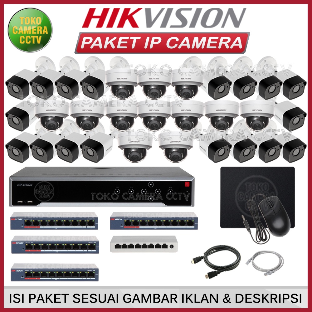 PAKET IP CAMERA HIKVISION 4MP 32 CHANNEL 30 KAMERA