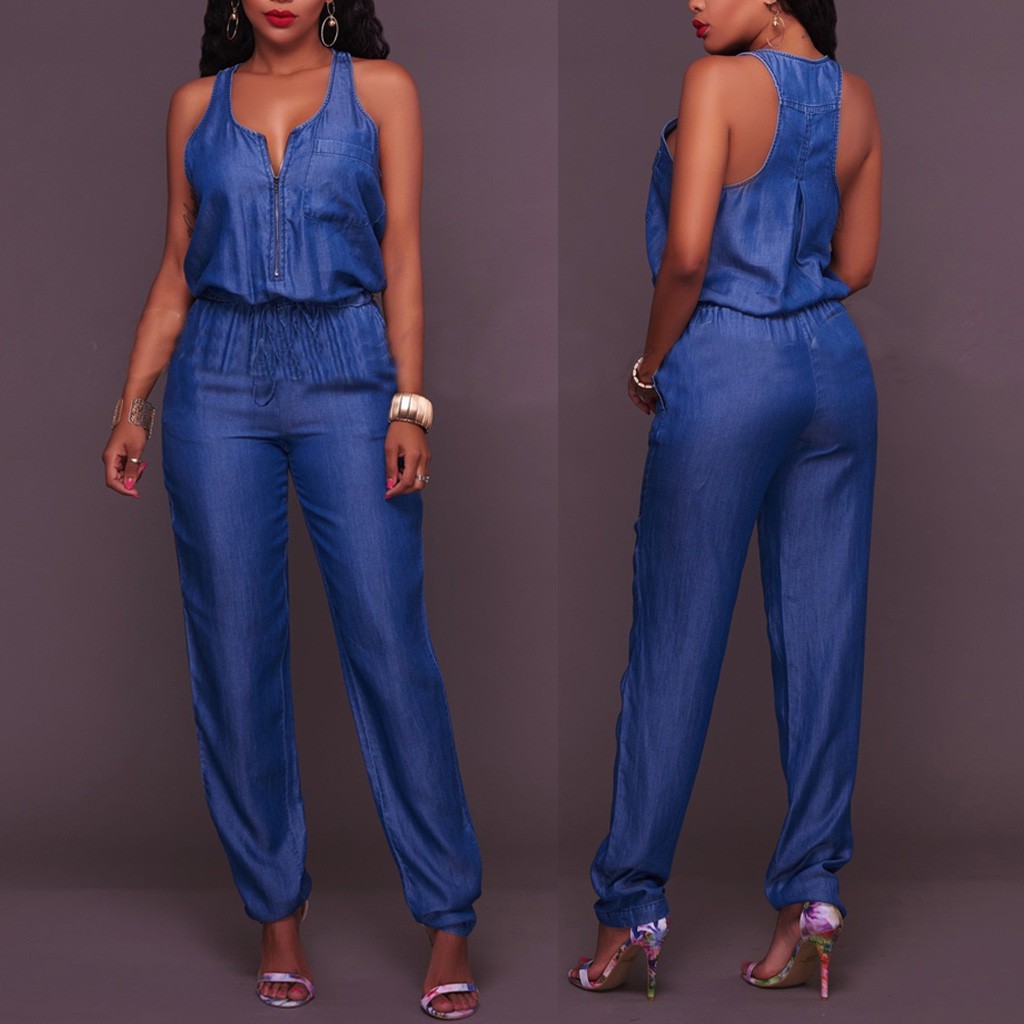 off shoulder denim jumpsuit