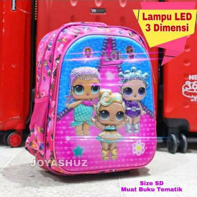 Joyashuz Tas LOL LED Sequin Usap Lampu / Tas LOL Payet Bling Bling / Tas Karakter Lol Sequin LED