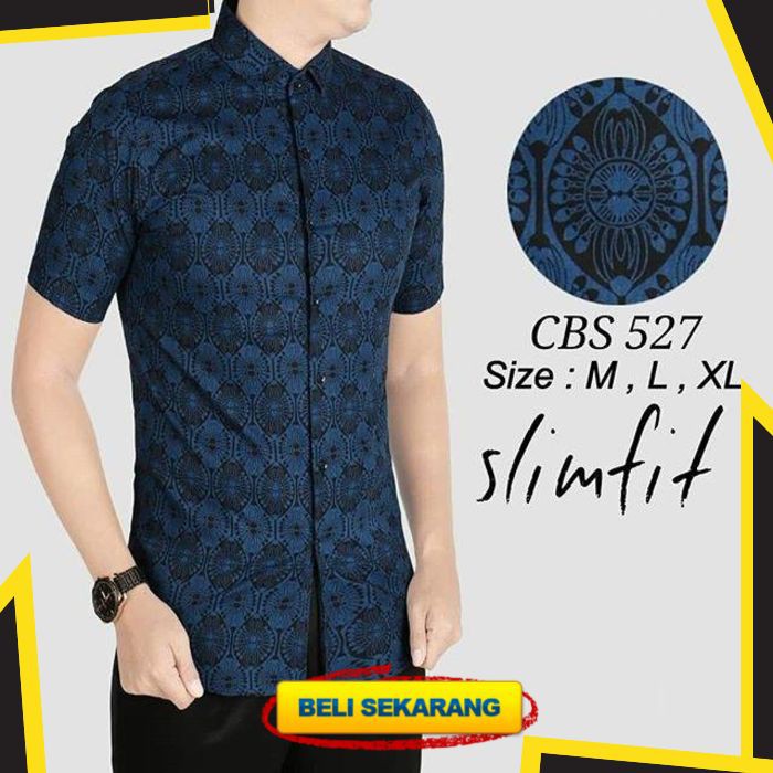 KEMEJA BATIK PRIA SLIM FIT BEST SELLER NAVY CBS527