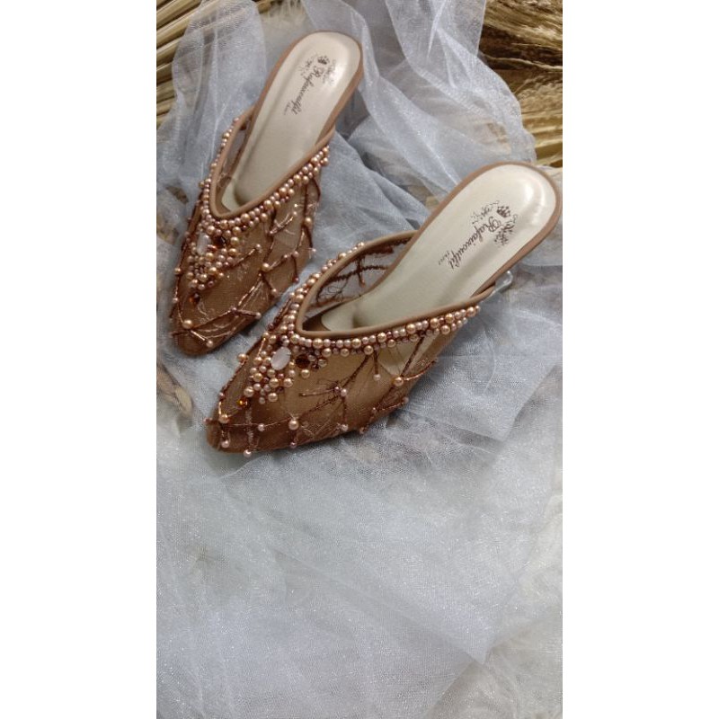 sepatu mocca Yohana hak kaca 7cm sepatu weding cantik