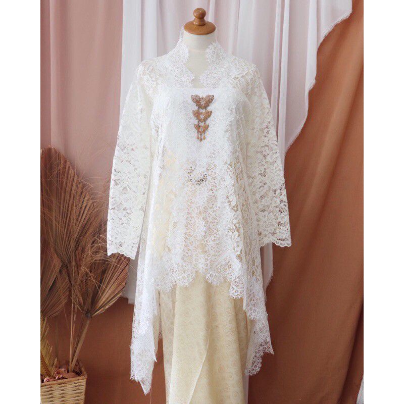 set outer auter kebaya cardigan burkat lace dan rok lilit doby viscose