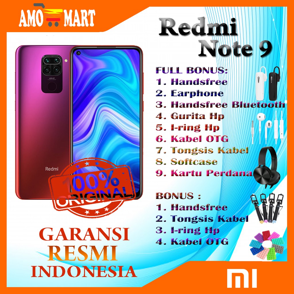 HP BARU XIAOMI REDMI NOTE 9 RAM 4/64GB & 6/128GB NEW 100%