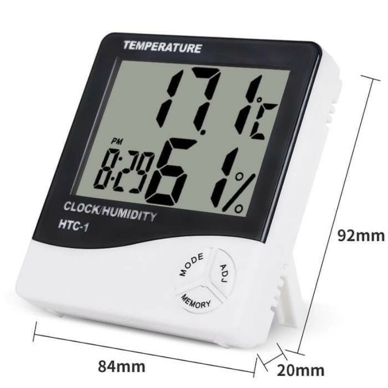 Termometer dinding digital 3in1 Thermo jam higro meter dashboard mobil meja kantor ruang alat ukur suhu kelembaban udara