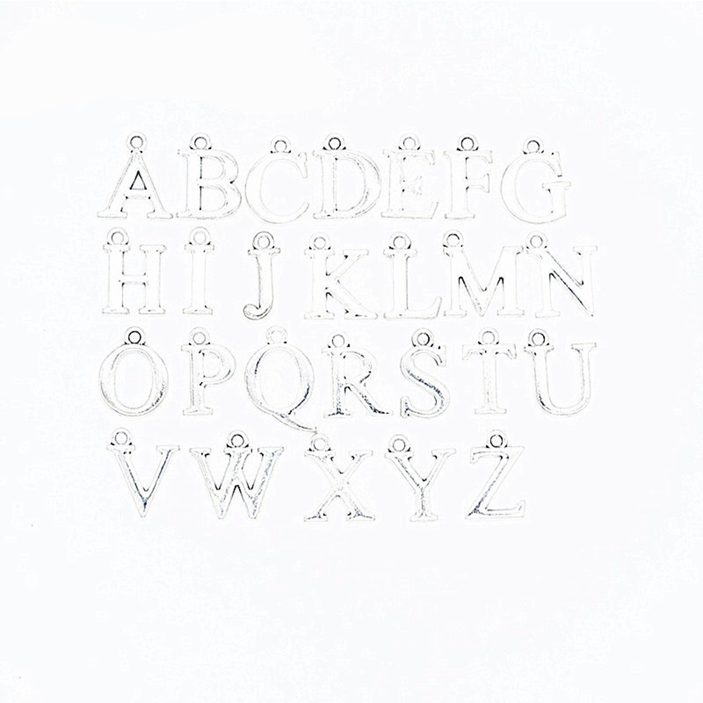 Kalung Rantai Liontin Huruf Alfabet Warna Silver Untuk Wanita