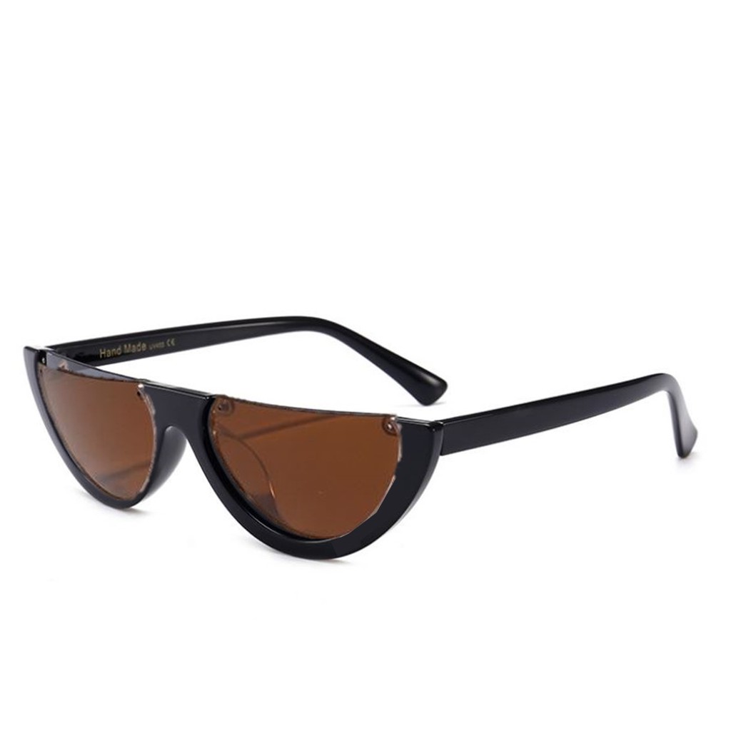 MM - Kacamata Hitam Wanita Pria Kacamata Oval Kode 8066 Half Frame Sunglasses-HITAM COKLAT