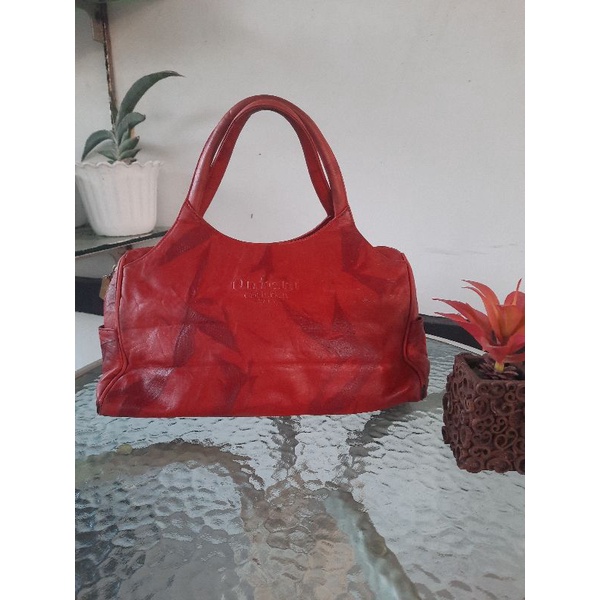 Preloved Second Bekas Tas Merah Christian Ontani Italy Kulit Asli