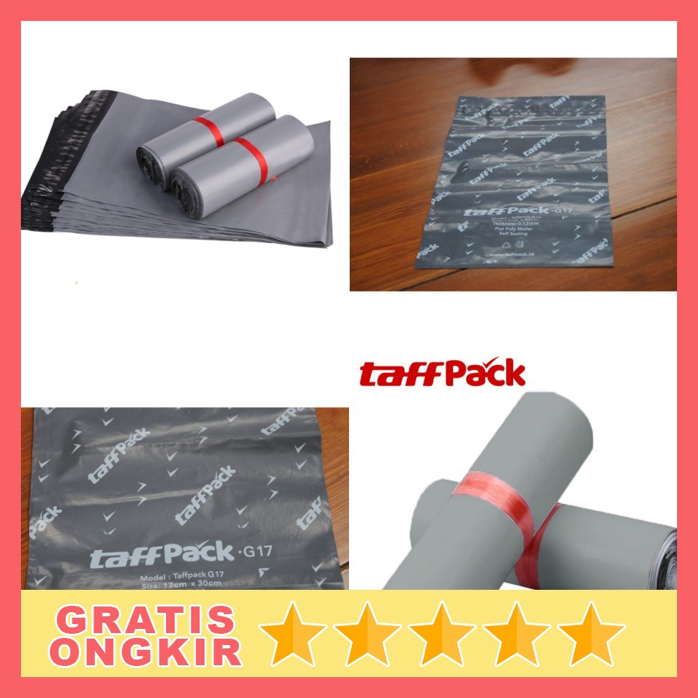 

TaffPACK Kantong Amplop Plastik Packing Polymailer Polybag Doff 60 Micron 17x30cm 100 PCS - G17 - Gr