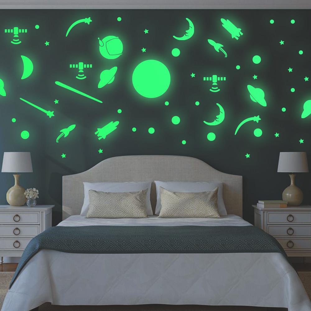 R-flower Glow In The Dark DIY Art Mural Poster Kamar Tidur Anak Luminous Decal