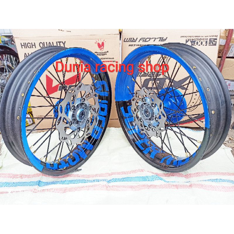 Velg Supermoto KLX 150 - DTracker 150 ring 17 lebar Custome Tulisan Supermoto paketan sama rakit