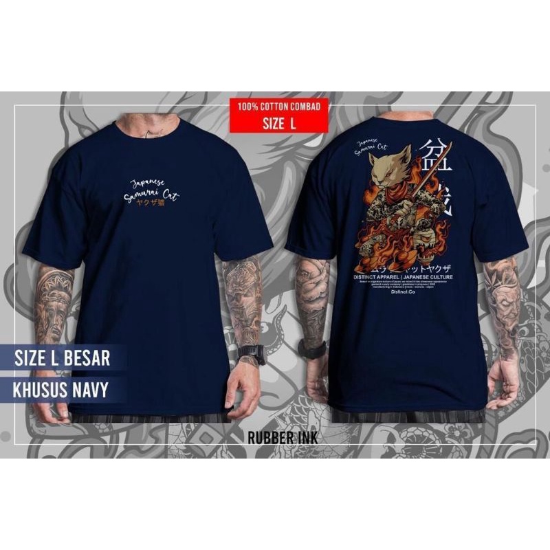 kaos japanese samurai cat / kaos pria murah / kaos distro murah / kaos lengan pendek