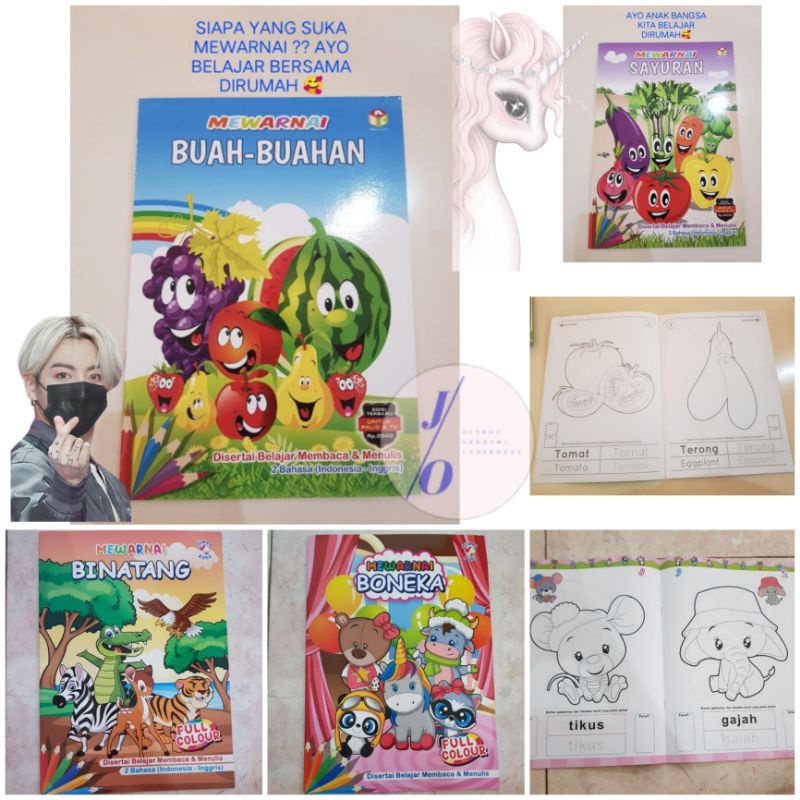 Buku Mewarnai BESAR Kualitas Bagus Coloring Book BUKU GAMBAR fullcolor / BUKU MEWARNAI ANAK PAUD TK 