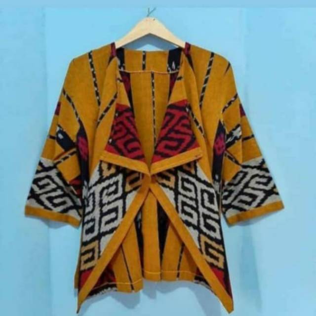 Blazer tenun motif toraja yelow S1 + free masker