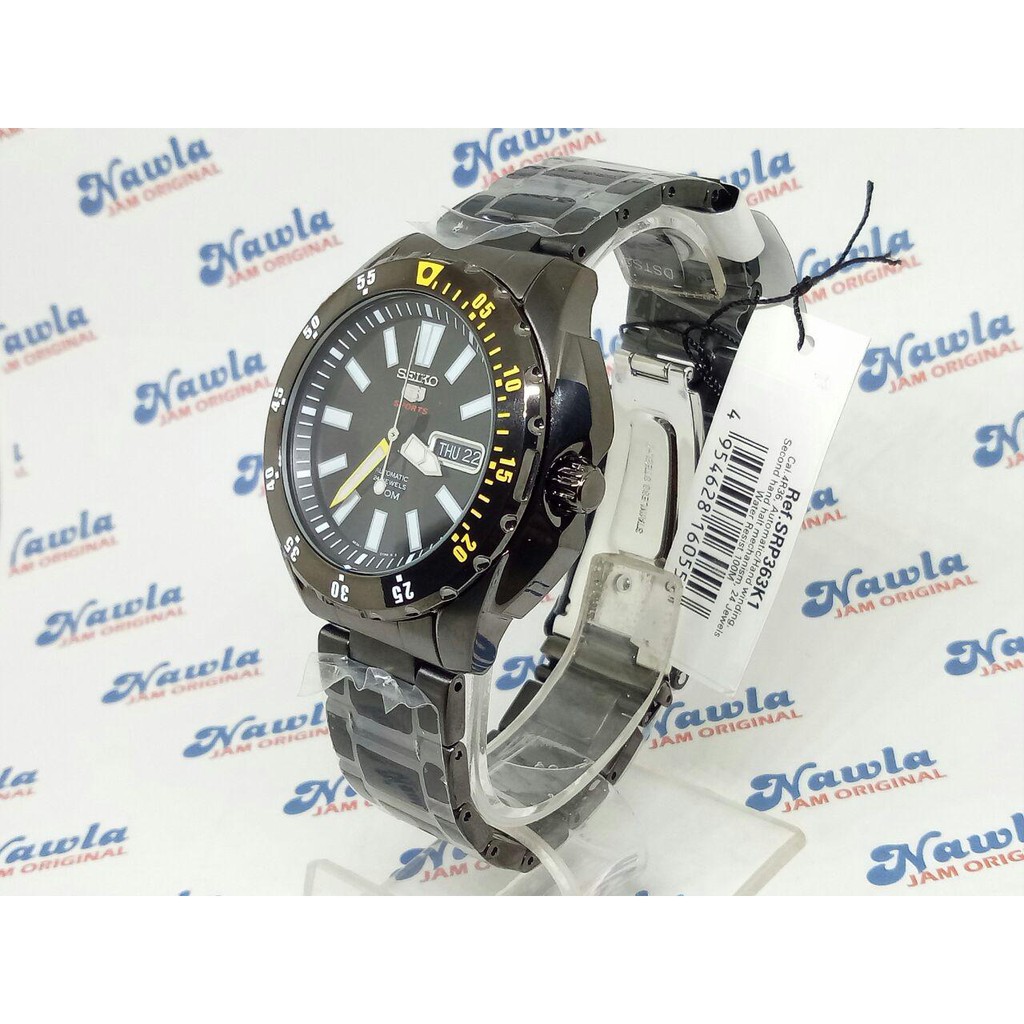 Seiko 5 Sports SRP363K1 Automatic Black Bracelet - Jam Tangan Pria SRP363