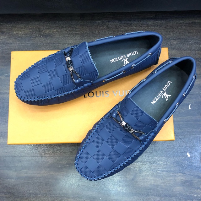 JUAL SEPATU LOAFERS PRIA FASHION KULIT ASLI BRANDED IMPORT MURAH MIRROR - LV LOU IS VUITTON - LVA076