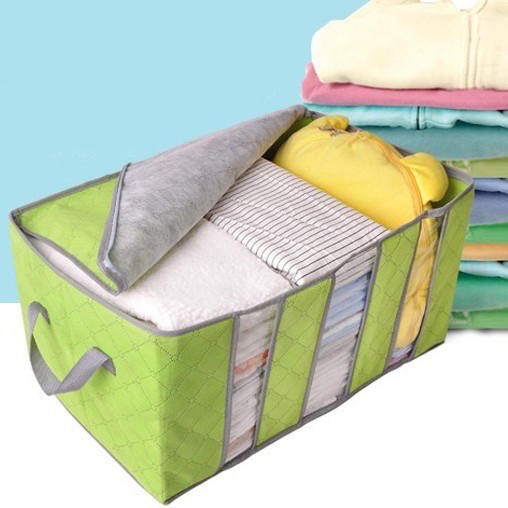 Tempat Penyimpanan Bed Cover Bamboo Storage Box Organizer Bag Kotak Penyimpanan Baju Selimut Dan Sprey Jumbo Serbaguna / Storage Box Baju Bayi / Keranjang Pakaian Baju Bayi / Box Organize