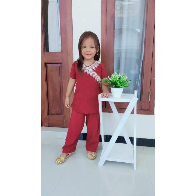 Setelan Anak Daster Renda Arab Baju Anak usia 2-10 tahun