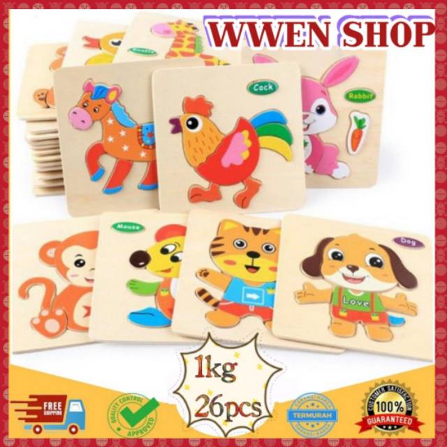  PART 2 PUZZLE KAYU  MAINAN  ANAK EDUKASI  PECAHAN KEPINGAN 