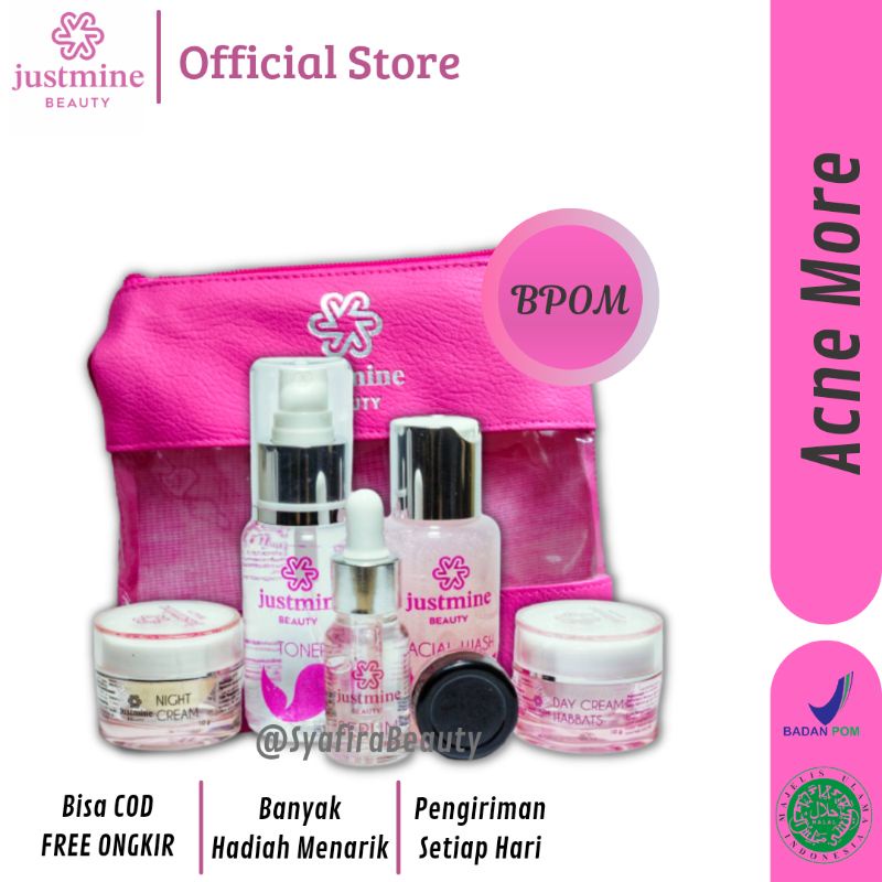 JUSTMINE Glowing Beauty Skincare Bpom Paket Glowing Acne Jelly Acne More Removespots | Skin care-Acne More Bpom
